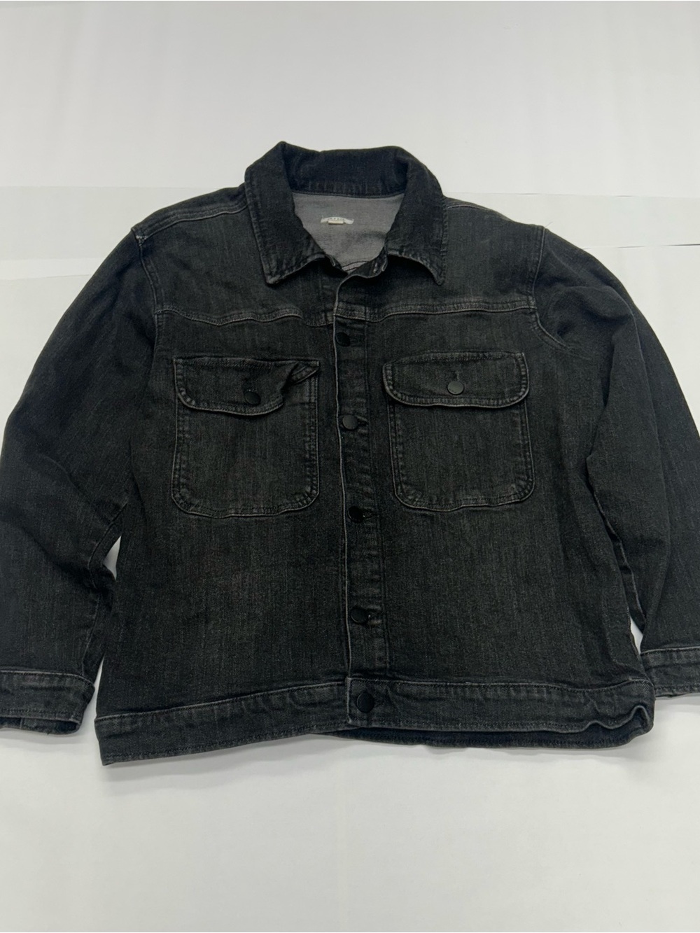 a.n.a A New Approach Faded Black Denim Trucker Jacket Women's Size Large